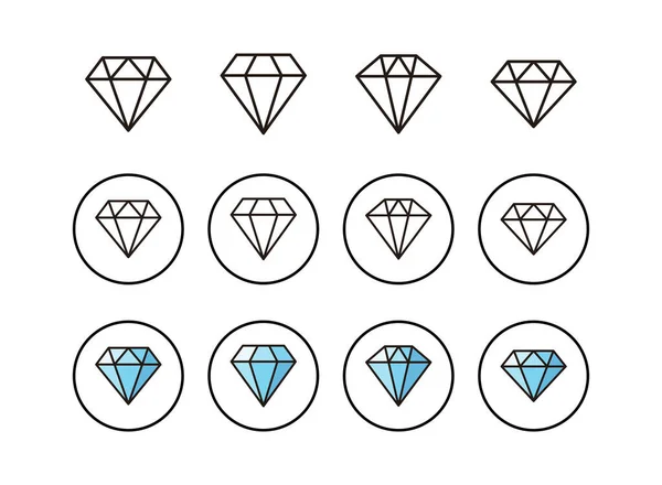 Sada Ikon Diamantu Ikona Vektoru Diamond — Stockový vektor