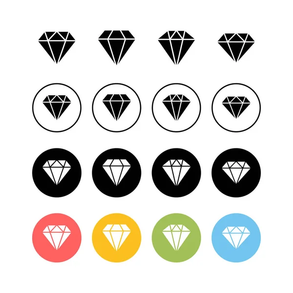 Set Diamant Iconen Diamantvectorpictogram — Stockvector