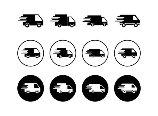 Sada Doručovacích Ikon Ikona Rychlého Dodání Rychlá Dodávka Ikona Dodávky — Stockový vektor