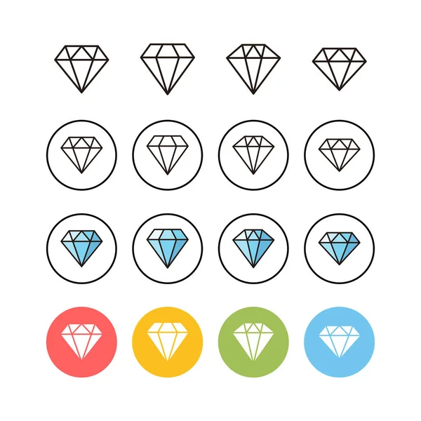 Set Diamant Iconen Diamantvectorpictogram — Stockvector