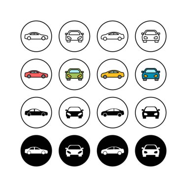 Bir takım araba simgeleri. Araba simgesi vektosu