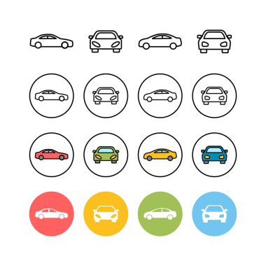 Bir takım araba simgeleri. Araba simgesi vektosu