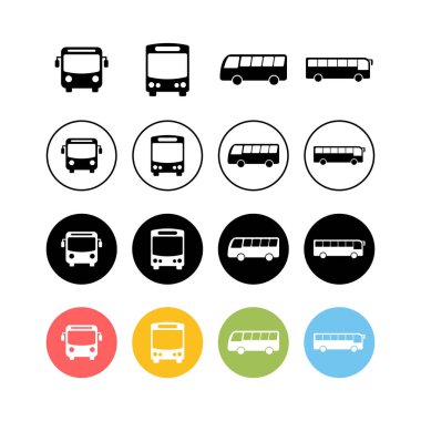 Otobüs Simgeleri seti. Otobüs vektör simgesi. Toplu taşıma sembolü