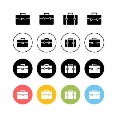 Bir takım evrak çantası simgeleri. Evrak çantası vektör ico