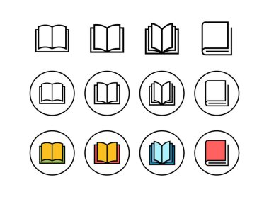 Bir dizi kitap ikonu. Kitap vektörü ico
