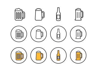 Bira ikonları seti. Bira Simgesi modada sabitlendi