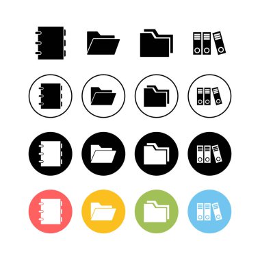 Arşiv dizinleri simgeleri kümesi. cilt vektörü ico