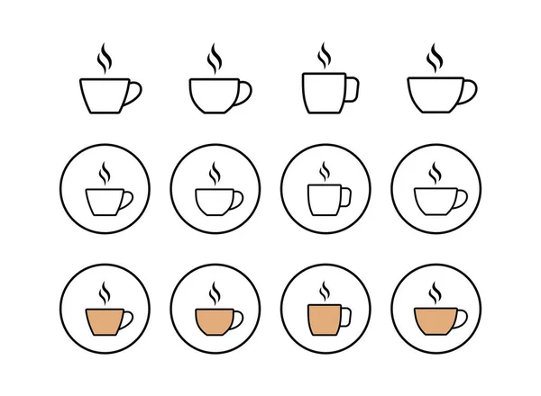 Set Van Koffie Cup Vector Pictogrammen Koffiecup Icoon Koffie Icoon — Stockvector