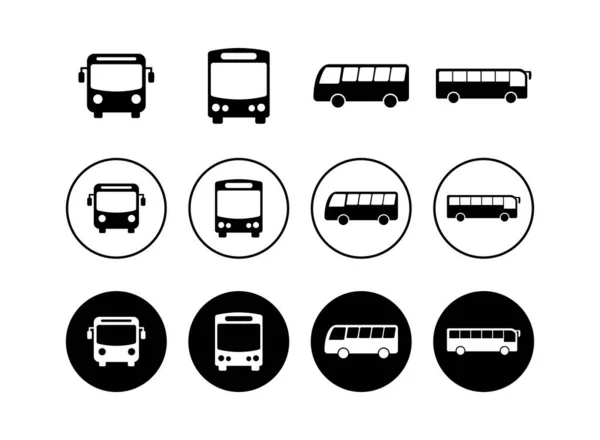 Conjunto Ícones Ônibus Ícone Vetor Ônibus Símbolo Dos Transportes Públicos —  Vetores de Stock