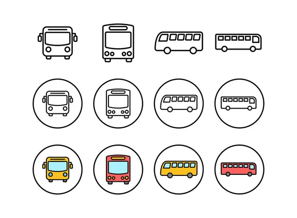 Uppsättning Bussikoner Bussvektorikon Kollektivtrafikens Symbol — Stock vektor