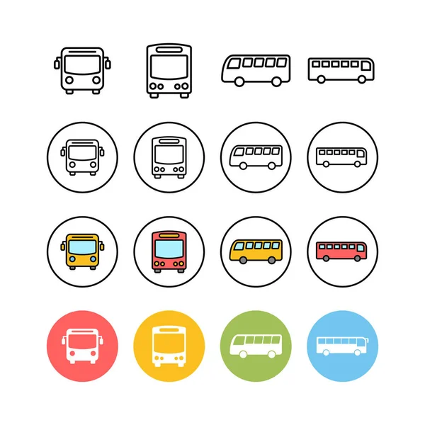 Conjunto Ícones Ônibus Ícone Vetor Ônibus Símbolo Dos Transportes Públicos —  Vetores de Stock