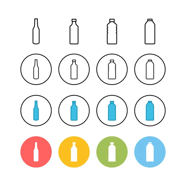 一套瓶装图标 时尚平面设计中的瓶子图标 — 图库矢量图片