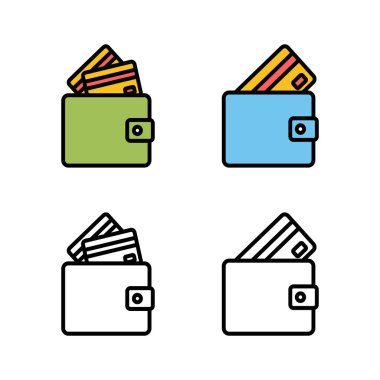 Cüzdan Simgeleri seti. para cüzdanı simgesi