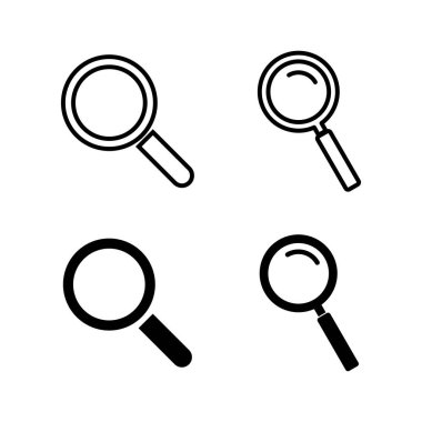 Arama simgeleri kümesi. Cam vektör simgesi. Büyüteç simgesini ara. Bul