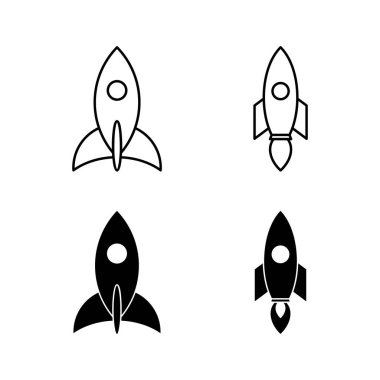 Roket vektör simgeleri kümesi. Kavram Simgesini Başlat. Başlangıç simgesi