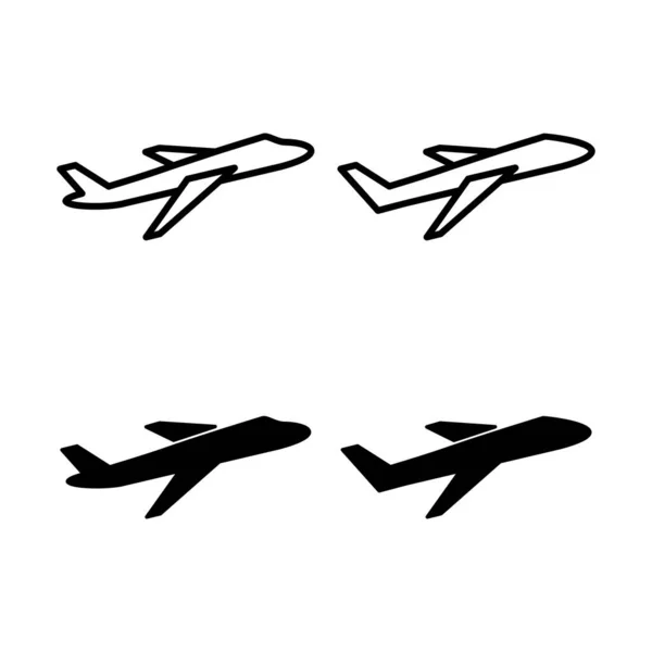 Набір Піктограм Площини Піктограма Вектора Аероплану Символ Польотного Транспорту Ілюстрація — стоковий вектор
