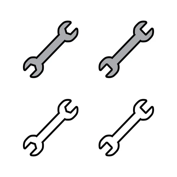 Set Van Moersleutel Pictogrammen Een Moersleutel Vectoricoon Spanner Symbool — Stockvector