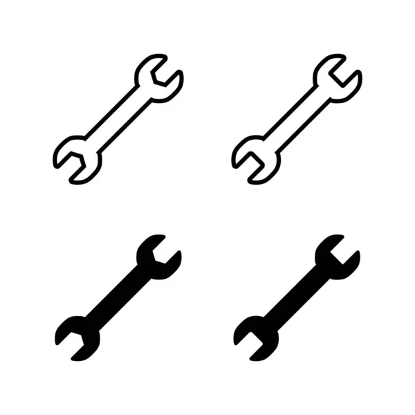 Set Wrench Icons Wrench Vector Icon Spanner Symbol — Stock Vector