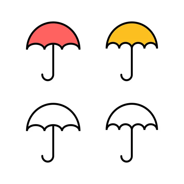 Set Von Regenschirm Symbolen Schirmvektorsymbol — Stockvektor