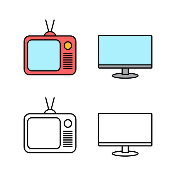 Conjunto Iconos Vectoriales Icono Televisión — Archivo Imágenes Vectoriales