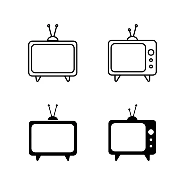 Conjunto Iconos Vectoriales Icono Televisión — Vector de stock