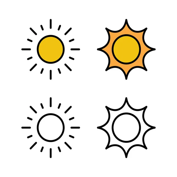 Conjunto Ícones Sun Ícone Vetor Solar — Vetor de Stock