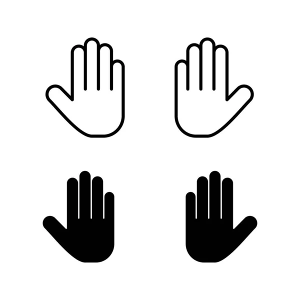 Zestaw Ikon Stop Symbol Dłoni Wektor Ręcznej Ikony — Wektor stockowy