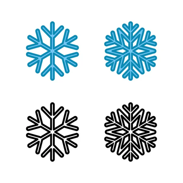 Set Van Sneeuwvlok Iconen Sneeuw Icoon Vector Symbool Van Winter — Stockvector