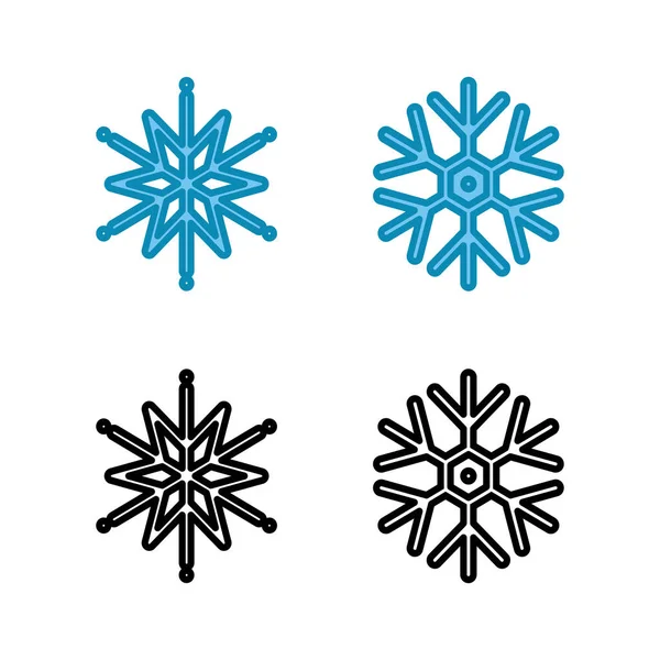 Set Icone Fiocco Neve Vettore Icona Della Neve Simbolo Dell — Vettoriale Stock