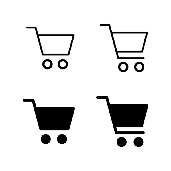 Set Von Shopping Symbolen Warenkorb Symbol Warenkorb Symbol Trolley — Stockvektor