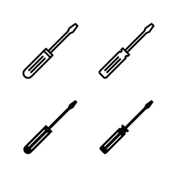 Set Von Schraubenzieher Symbolen Schraubenzieher Vektorsymbol — Stockvektor