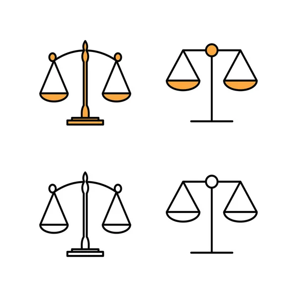 Набор Иконок Чешуи Значок Масштаба Закона Значок Вектора Шкал Правосудие — стоковый вектор