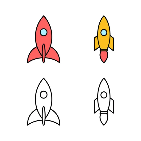 Set Rocket Vector Icons Start Concept Symbol Startup Icon — Stock Vector