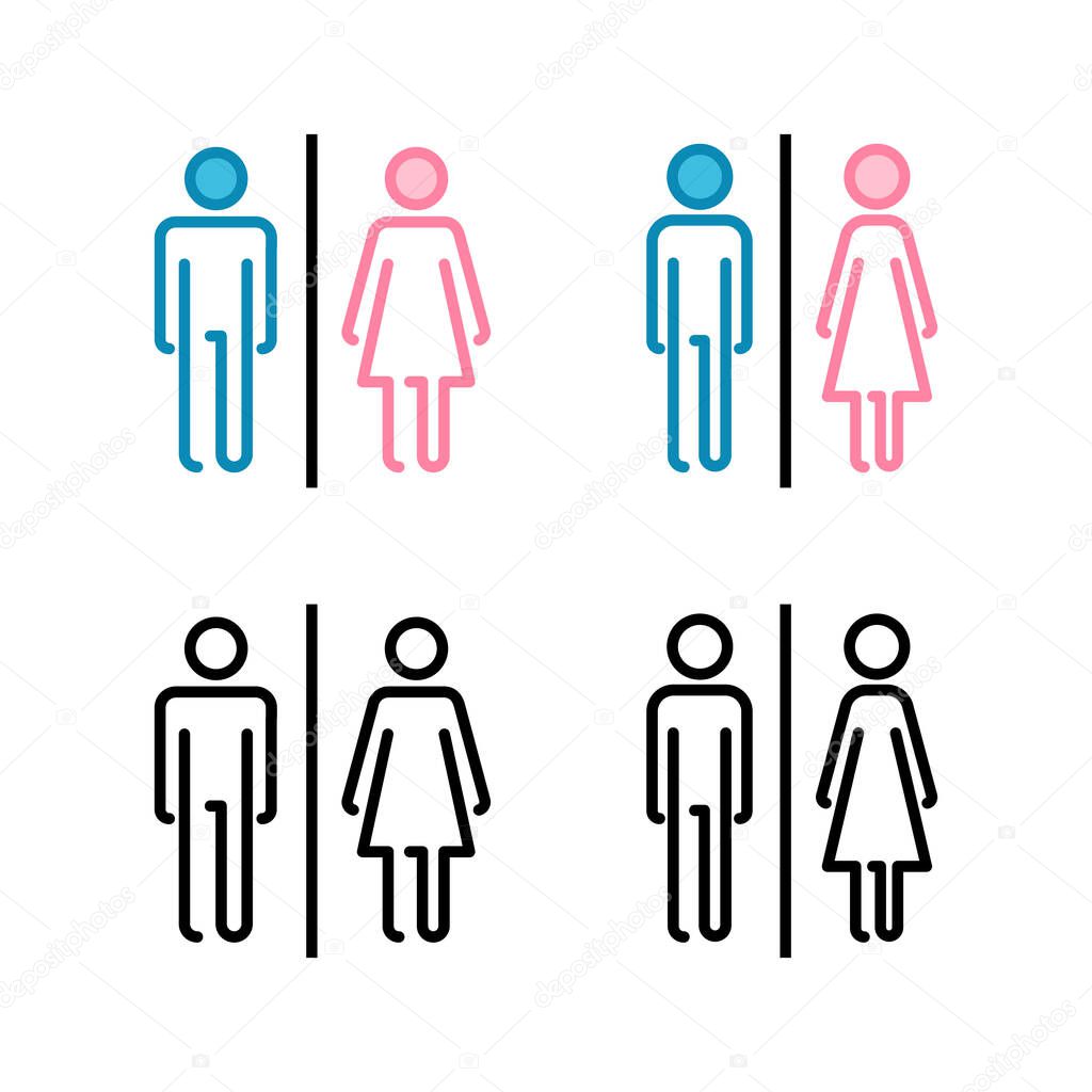 Set of Toilet icons. Toilet sign. Man and woman restroom sign vector. Male and female icon