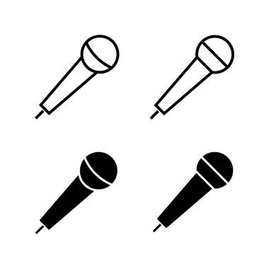 Mikrofon Simgeleri seti. Mikrofon işareti. Karaoke mikrofon ikonu. Yayın mikrofonu işareti