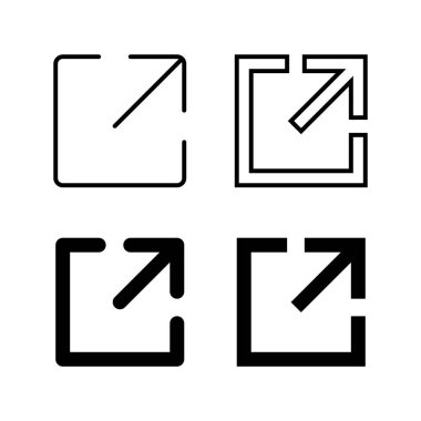 Dış bağlantı sembolü vektör simgeleri kümesi. Bağlantı simgesi. Bağlantı vektör simgesi. Hiper bağlantı zinciri sembolü