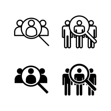 Kiralama ikonları. İnsan kaynakları konsepti. Adam alımı. Arama işi boşluk simgesi. İşe al. İnsan simgesi bul