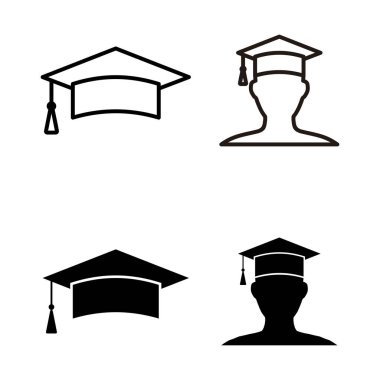 Mezuniyet şapkası ikonu. Eğitim ikonları vektörü. Mezun olmak. Öğrenciler...