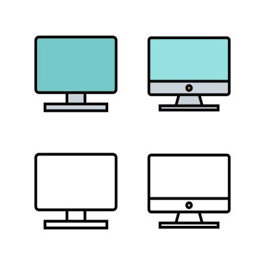 Bilgisayar simgeleri dizisi. PC Simge vektörü. Bilgisayar monitörü simgesi.