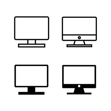 Bilgisayar simgeleri dizisi. PC Simge vektörü. Bilgisayar monitörü simgesi.