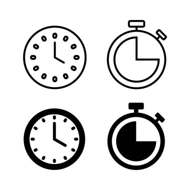 Saat simgeleri dizisi. Zaman simgesi vektörü. Saat vektör simgesi