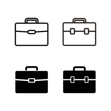 Bir takım evrak çantası simgeleri. Evrak çantası vektör simgesi