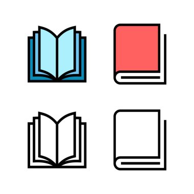 Bir dizi kitap ikonu. Kitap vektörü simgesi