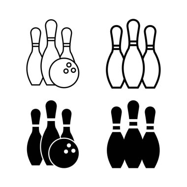 Bowling oyununun pin simgeleri. Bowling ikonu, top ve iğne