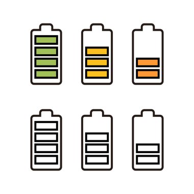 Batarya simgeleri. Pil vektör simgesi