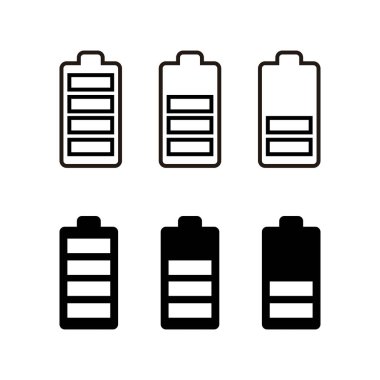 Batarya simgeleri. Pil vektör simgesi
