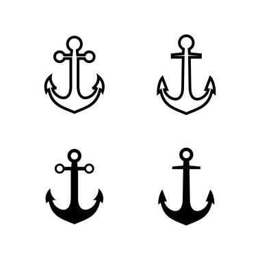 Çapa simgeleri seti. Çapa sembolü logosu. Çapa deniz simgesi.