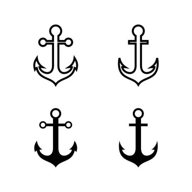 Çapa simgeleri seti. Çapa sembolü logosu. Çapa deniz simgesi.