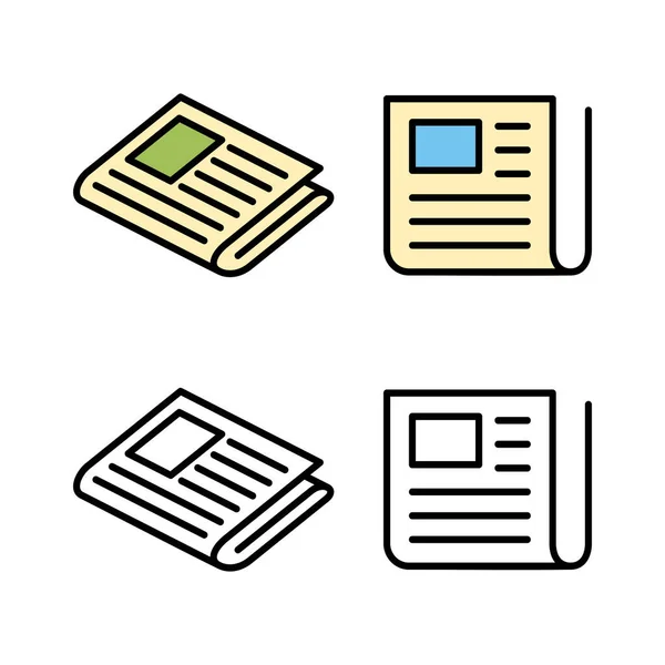 Een Set Van Krant Iconen Nieuws Papier Icoon Vector — Stockvector