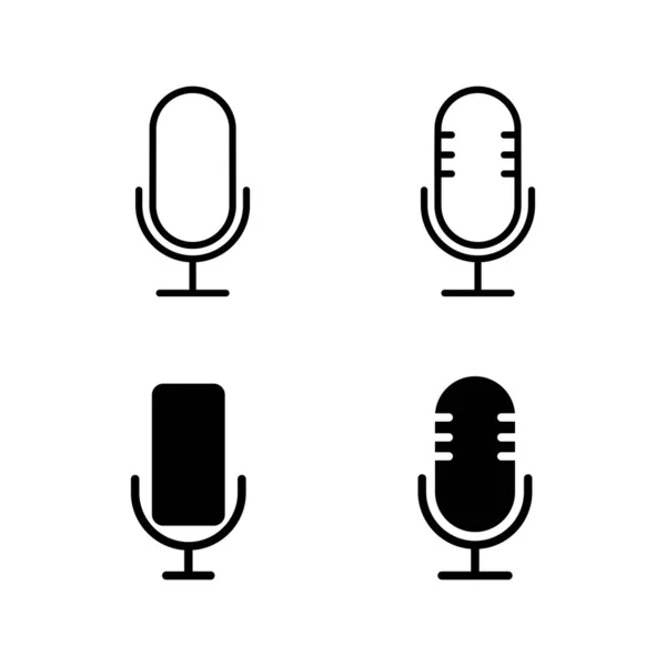 Набор Микрофонных Икон Микрофон Значок Микрофона Караоке Сигнал Радиовещания — стоковый вектор
